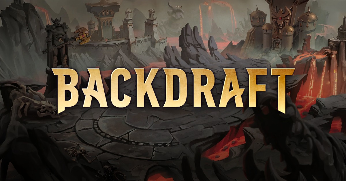 Backdraft, set over a lava bridge and skull rocks from the game
